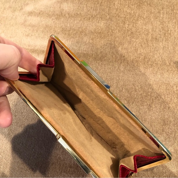 Vintage Red Leather Kisslock Wallet Purse - Picture 8 of 12